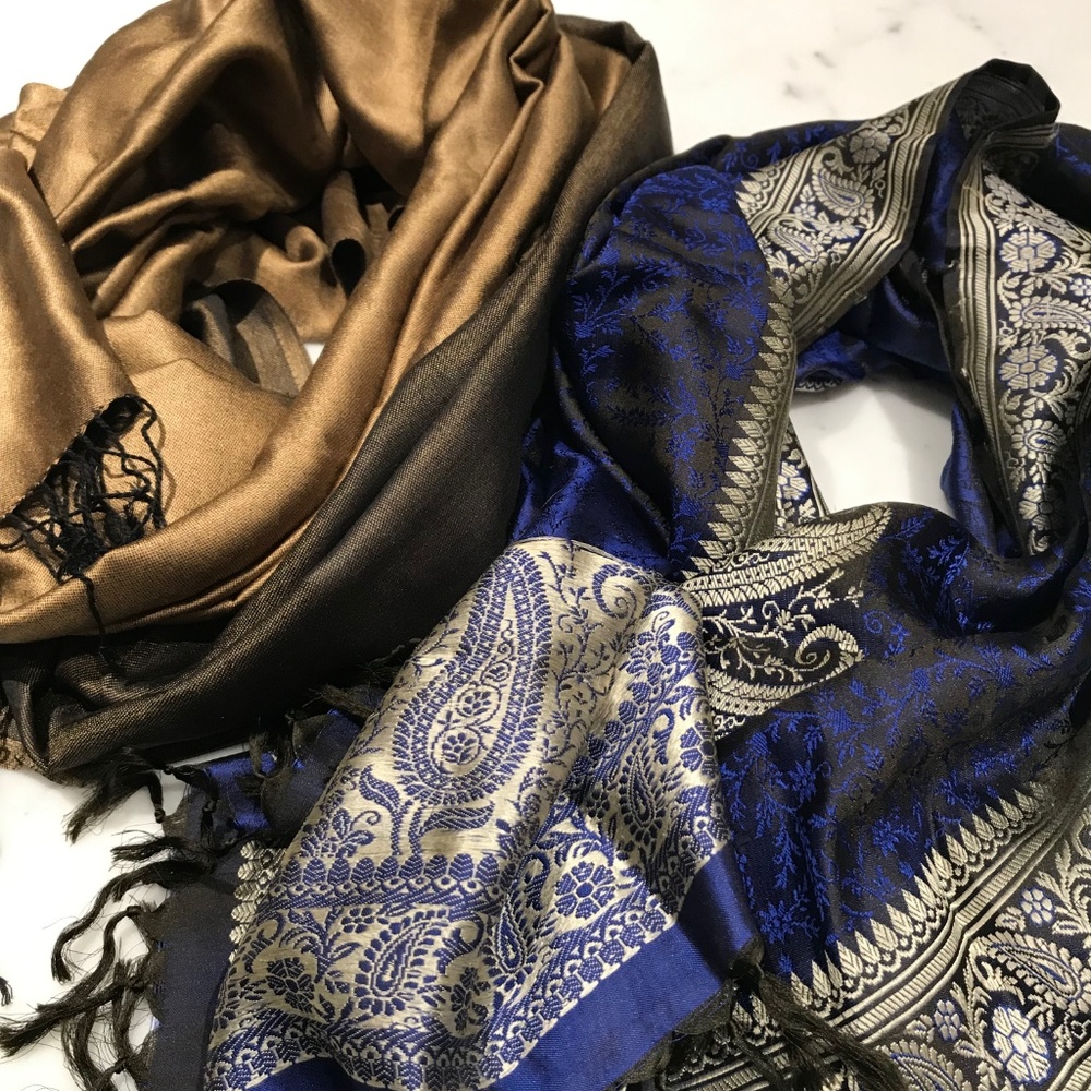 Bundle 2 Beautiful Silk Wrap Scarves